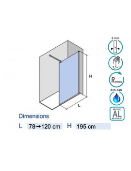 Paroi douche fixe, verre sécurité, anti calcaire - FADO