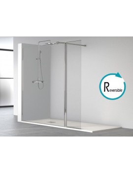 Paroi douche, fixe avec volet mobile 35 cm, verre sécurite, anti calcaire - HADA 240