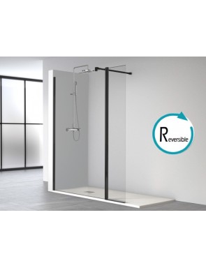Paroi douche, fixe avec volet mobile 35 cm, verre sécurite, anti calcaire - HADA 240