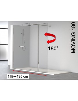 Paroi douche, fixe avec volet mobile 35 cm, verre sécurite, anti calcaire - HADA 240