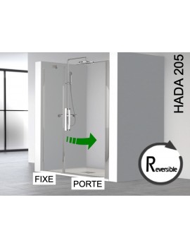 Porte de douche pivotante, avec panneau fixe en alignement - HADA 205 pas cher