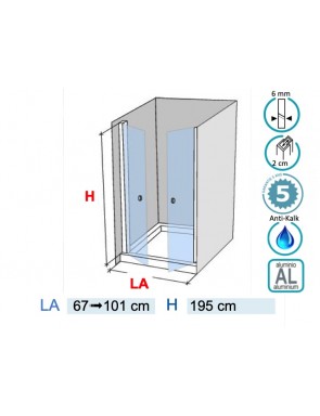 Porte de douche, double pivotant, - HADA 307 pas cher