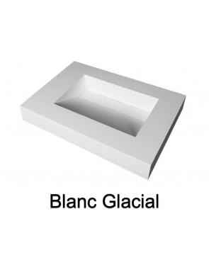 Plan vasque suspendu, bassin caniveau 45 cm, façade 10 cm, Solid Surface, DESIGN 45 avec tablier