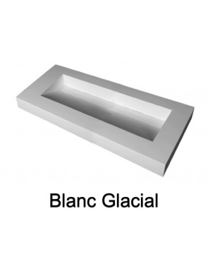 Plan vasque suspendu, bassin caniveau 90 cm, façade 10 cm, Solid Surface, DESIGN 45 avec tablier