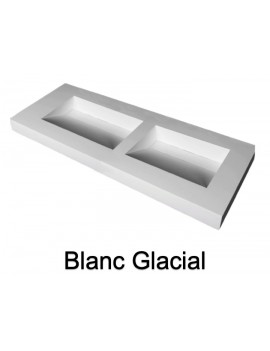 Plan double vasque suspendu, bassin caniveau 45 cm, façade 10 cm, Solid Surface, DESIGN 45 avec tablier