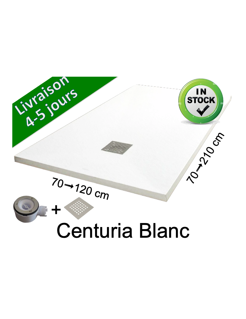 Receveur de douche - CENTURIA STONE INOX BLANC