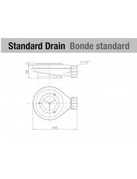 Receveur de douche, bonde en angle gauche PRISMA