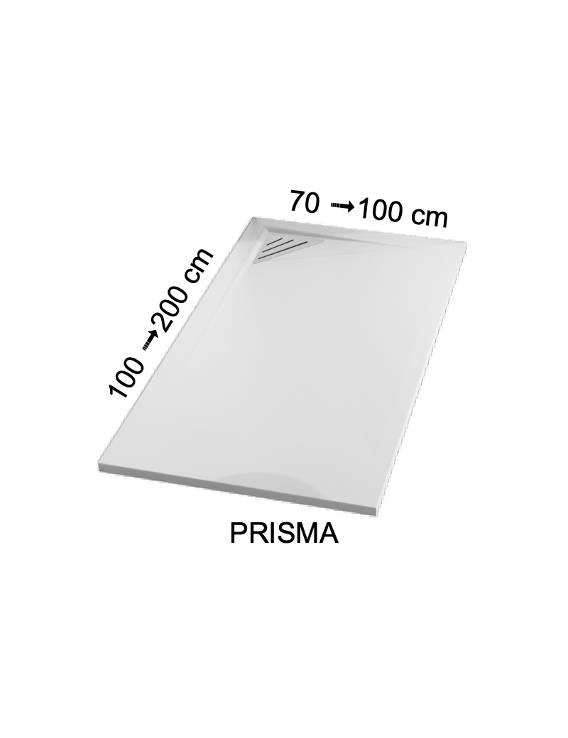 Receveur de douche, bonde en angle gauche PRISMA