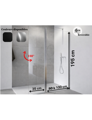 Paroi de douche fixe de 80 à 100 cm avec volet mobile - MOVING