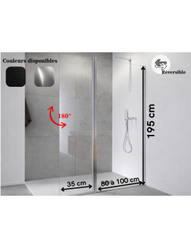 Paroi de douche fixe de 80 à 100 cm avec volet mobile - MOVING