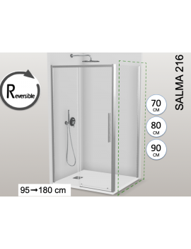 Paroi de douche coulissante, avec un retour fixe latérale SALMA 216