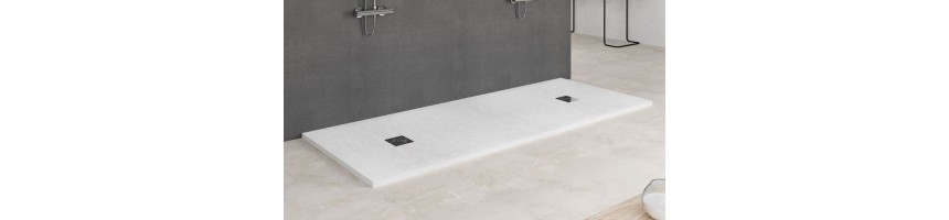 Receveur douche double bonde, extra plat, en résine